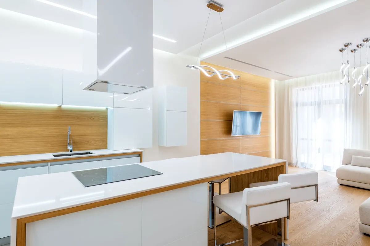 Clean white kitchen in a modern apartment